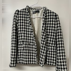 Zara tweed houndstooth blazer